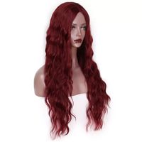 Women's Fashion Wine Red Casual Party Chemical Fiber Centre Parting Long Curly Hair Wigs main image 5