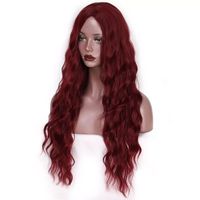 Women's Fashion Wine Red Casual Party Chemical Fiber Centre Parting Long Curly Hair Wigs main image 4