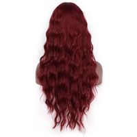 Women's Fashion Wine Red Casual Party Chemical Fiber Centre Parting Long Curly Hair Wigs main image 3