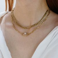 Fashion Clavicle Chain Multi-layered Zircon Titanium Steel Necklace sku image 1