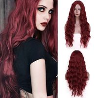 Women's Fashion Wine Red Casual Party Chemical Fiber Centre Parting Long Curly Hair Wigs sku image 1