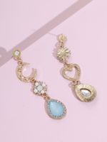 Sweet Heart Shape Alloy Artificial Rhinestones Artificial Pearls Drop Earrings main image 2