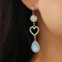 Sweet Heart Shape Alloy Artificial Rhinestones Artificial Pearls Drop Earrings main image 1