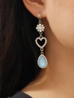 Sweet Heart Shape Alloy Artificial Rhinestones Artificial Pearls Drop Earrings sku image 1