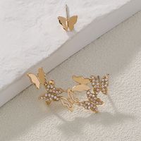 Fashion Asymmetrical Butterfly Copper Ear Studs Plating Zircon Copper Earrings main image 4