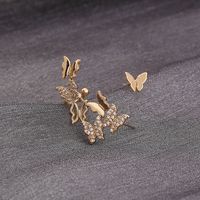 Fashion Asymmetrical Butterfly Copper Ear Studs Plating Zircon Copper Earrings main image 2