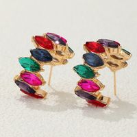 Ethnic Style Semicircle Oval Alloy Hollow Out Glass Drop Earrings 1 Pair main image 5