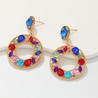 Ethnic Style Semicircle Oval Alloy Hollow Out Glass Drop Earrings 1 Pair main image 6