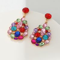 Ethnic Style Semicircle Oval Alloy Hollow Out Glass Drop Earrings 1 Pair main image 8