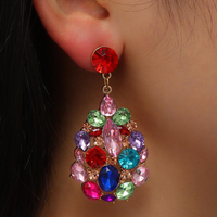Ethnic Style Semicircle Oval Alloy Hollow Out Glass Drop Earrings 1 Pair sku image 2