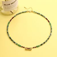 Vacation Geometric Mixed Materials Brass Necklace Splicing Artificial Crystal Copper Necklaces main image 2