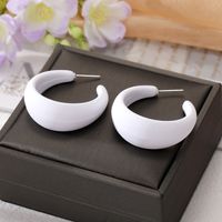 1 Pair Simple Style C Shape Solid Color Resin Ear Studs sku image 10
