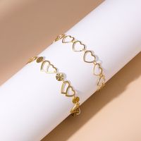 Fashion Heart Shape 201 Stainless Steel Plating Hollow Out 18K Gold Plated Unisex Anklet main image 1