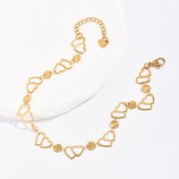 Fashion Heart Shape 201 Stainless Steel Plating Hollow Out 18K Gold Plated Unisex Anklet main image 3