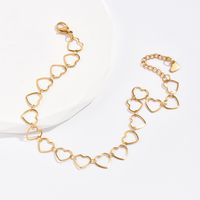 Fashion Heart Shape 201 Stainless Steel Plating Hollow Out 18K Gold Plated Unisex Anklet main image 6