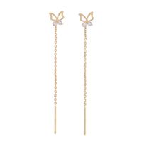 Fashion Butterfly Copper Earrings Tassel Zircon Copper Earrings 1 Pair main image 4