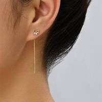 Fashion Butterfly Copper Earrings Tassel Zircon Copper Earrings 1 Pair main image 5