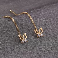 Fashion Butterfly Copper Earrings Tassel Zircon Copper Earrings 1 Pair sku image 1