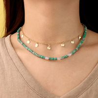 Ferien Geometrisch Gemischte Materialien Kupfer Halskette Perlen Naturstein Kupfer Halsketten main image 1