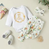 Mode Brief Blume Baumwolle Drucken Hosen-sets Baby Kleidung main image 1