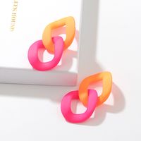 Exaggerated Geometric Arylic Patchwork Ear Studs main image 3