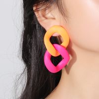 Exaggerated Geometric Arylic Patchwork Ear Studs main image 4