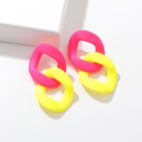 Exaggerated Geometric Arylic Patchwork Ear Studs sku image 2