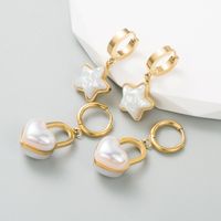 Fashion Geometric Titanium Steel Earrings Plating Artificial Pearls Stainless Steel Earrings main image 1