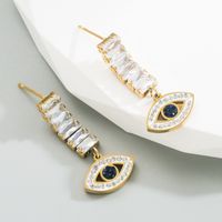 Fashion Heart Shape Eye Titanium Steel Earrings Plating Artificial Gemstones Stainless Steel Earrings sku image 1
