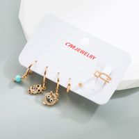 Fashion Geometric Cross Owl Copper Earrings Plating Artificial Gemstones Copper Earrings sku image 1
