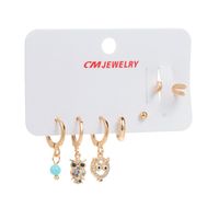 Fashion Geometric Cross Owl Copper Earrings Plating Artificial Gemstones Copper Earrings main image 3