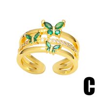 Fashion Heart Shape Butterfly Copper Open Ring Plating Zircon Copper Rings main image 4