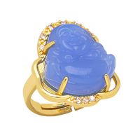 Chinoiserie Buddha Copper Open Ring Plating Glass Copper Rings main image 3
