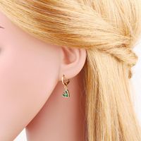 Fashion Heart Shape Copper Drop Earrings Inlay Zircon Copper Earrings main image 3