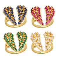 Fashion Wings Copper Open Ring Plating Zircon Copper Rings main image 6