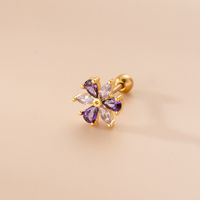 1 Piece Sweet Heart Shape Flower Inlay Stainless Steel Zircon Ear Studs main image 4