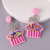 Cute House Resin Beaded Drop Earrings main image 4