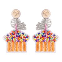 Cute House Resin Beaded Drop Earrings sku image 2