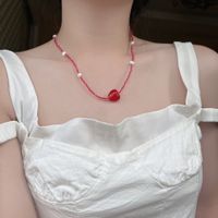 Vacation Heart Shape Beaded Arylic Transparent Necklace main image 4