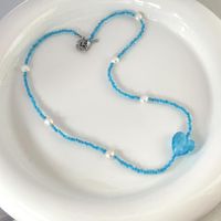 Vacation Heart Shape Beaded Arylic Transparent Necklace sku image 1