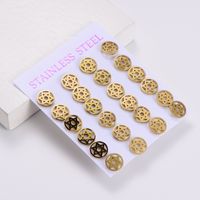 Fashion Star Stainless Steel Ear Studs Hollow Out Stainless Steel Earrings 1 Set main image 6