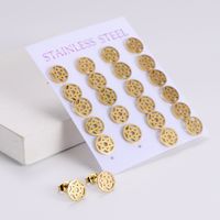 Fashion Star Stainless Steel Ear Studs Hollow Out Stainless Steel Earrings 1 Set main image 5