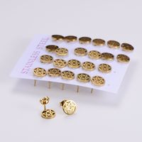 Fashion Star Stainless Steel Ear Studs Hollow Out Stainless Steel Earrings 1 Set main image 3