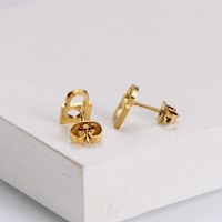 Simple Style Heart Shape Lock Titanium Steel Ear Studs Metal Stainless Steel Earrings 1 Set main image 5