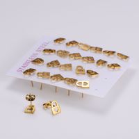 Simple Style Heart Shape Lock Titanium Steel Ear Studs Metal Stainless Steel Earrings 1 Set main image 2