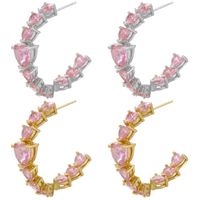 Fashion Heart Shape Copper Earrings Plating Inlay Zircon Copper Earrings main image 1