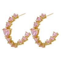 Fashion Heart Shape Copper Earrings Plating Inlay Zircon Copper Earrings main image 2