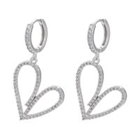 Fashion Heart Shape Grain Copper Drop Earrings Plating Inlay Rhinestones Copper Earrings sku image 4