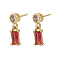 Fashion Geometric Copper Ear Studs Plating Inlay Zircon Copper Earrings sku image 8