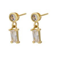 Fashion Geometric Copper Ear Studs Plating Inlay Zircon Copper Earrings sku image 1